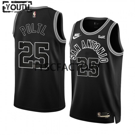 Dres San Antonio Spurs Jakob Poeltl 25 Nike 2022-23 Classic Edition Crno Swingman - Dječji